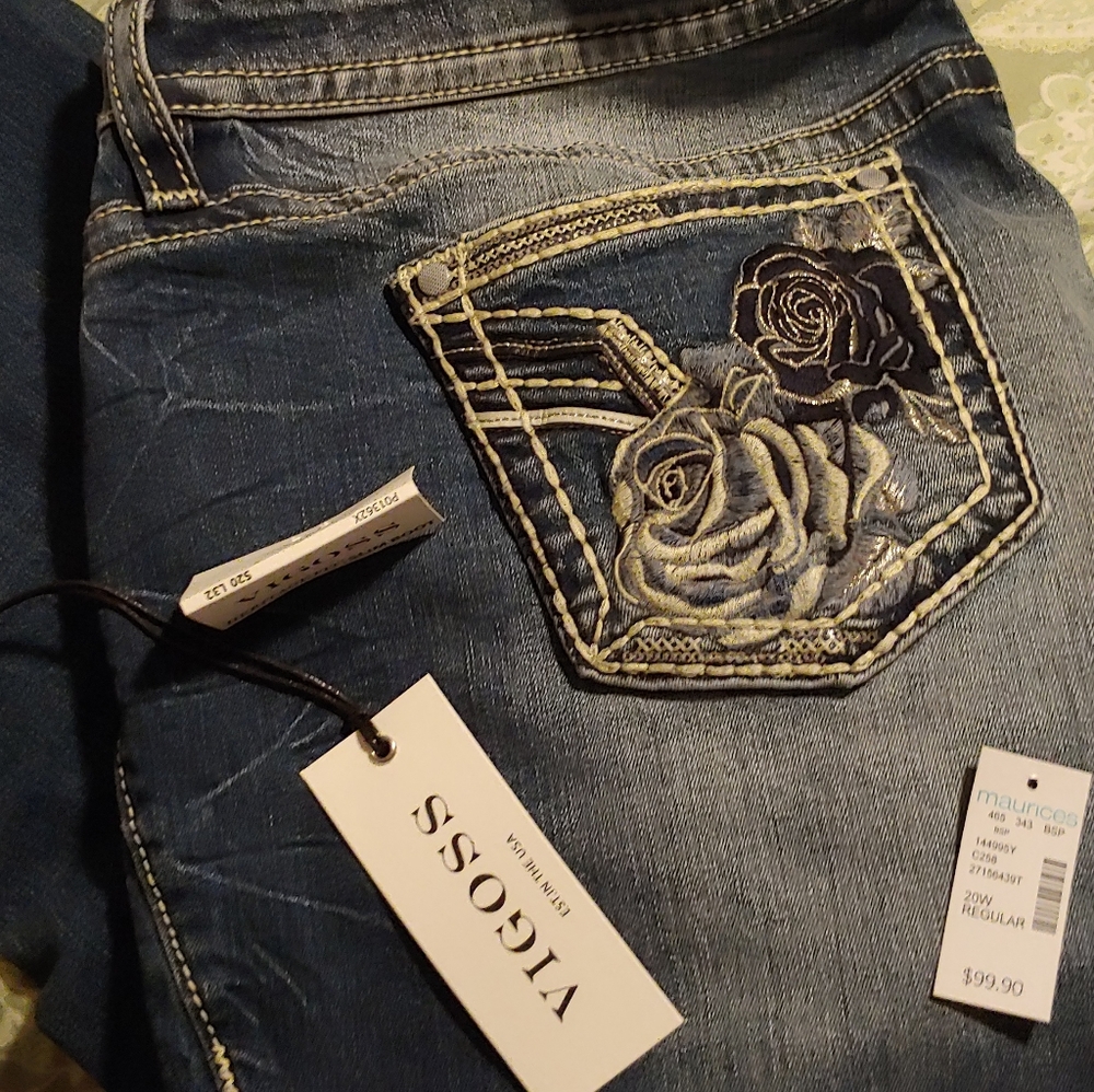 Vigoss jeans rose pockets sz 20/32 slim boot